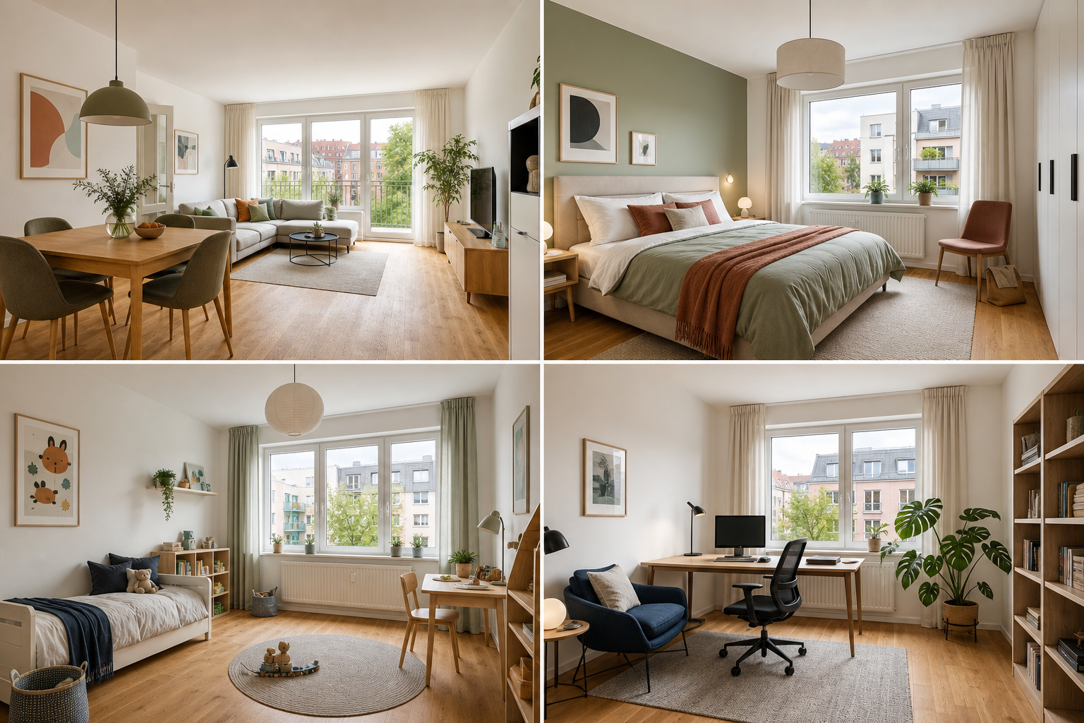 Wohn- und Schlafräume der Wohnung in Bogenhausen